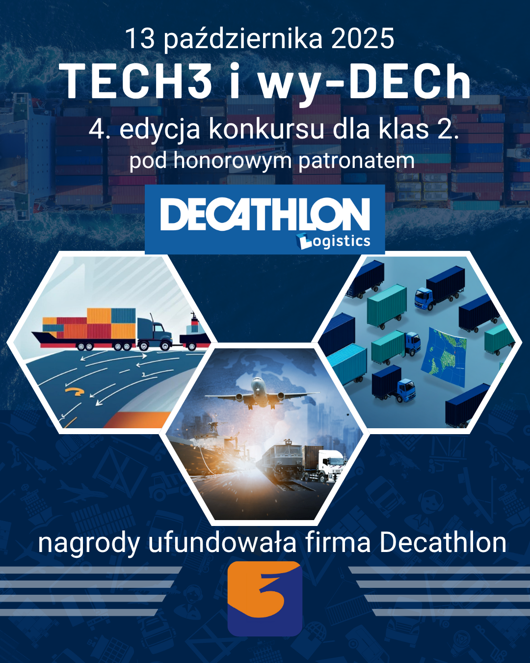 grafika reklamująca wydarznie szkolne - konkurs pod patronatem Decathlon