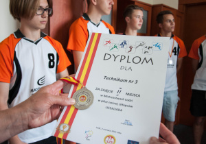Dyplom za zajęcie drugiego miejsca w Licealiadzie
