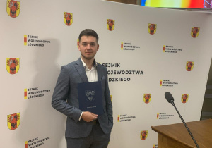 Igor poczas nominacji do Młodzieżowego Sejmiku Województwa Łódzkiego